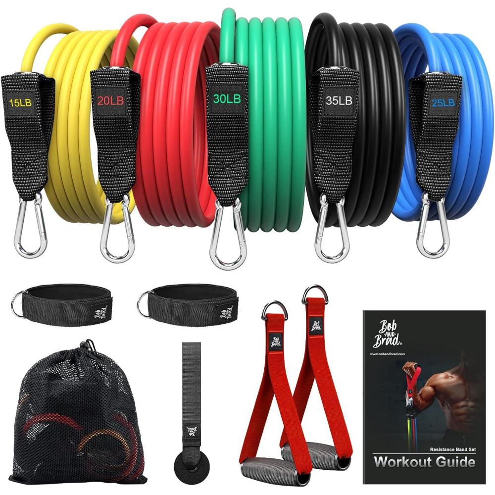 imageBOB AND BRAD Resistance Bands Set Stackable Up to 125150 lbs Workout Bands with Handles Door Anchor ampamp Ankle Straps Heavy Duty Exercise Bands for Strength Training Home Gym Fitness125 lbs