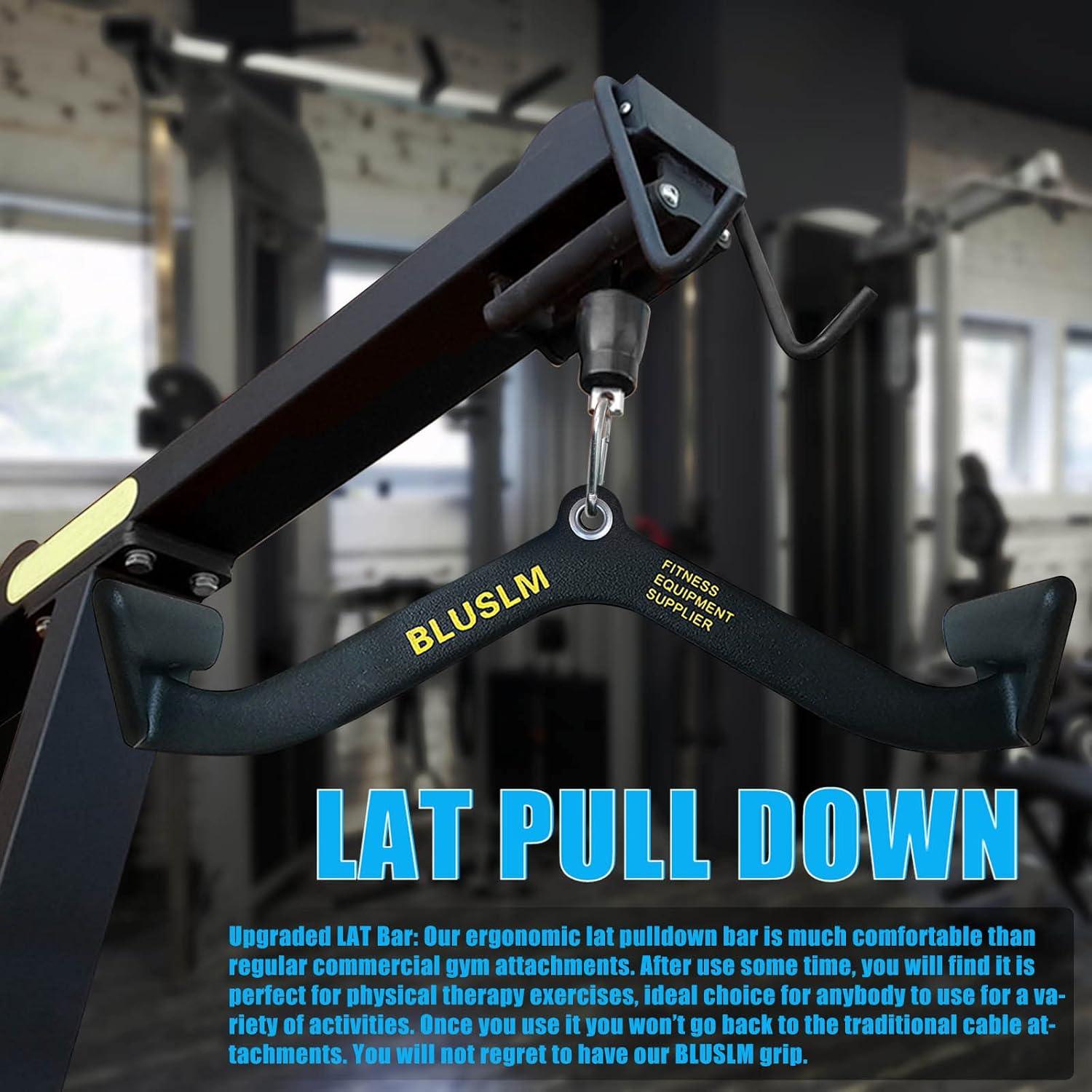 imageBLUSLM LAT Pull Down Bar for Cable Machine LAT Pulldown Attachments Tbar Vbar Cable Attachment for Gym Back Tricep Strength Training HandleBL4