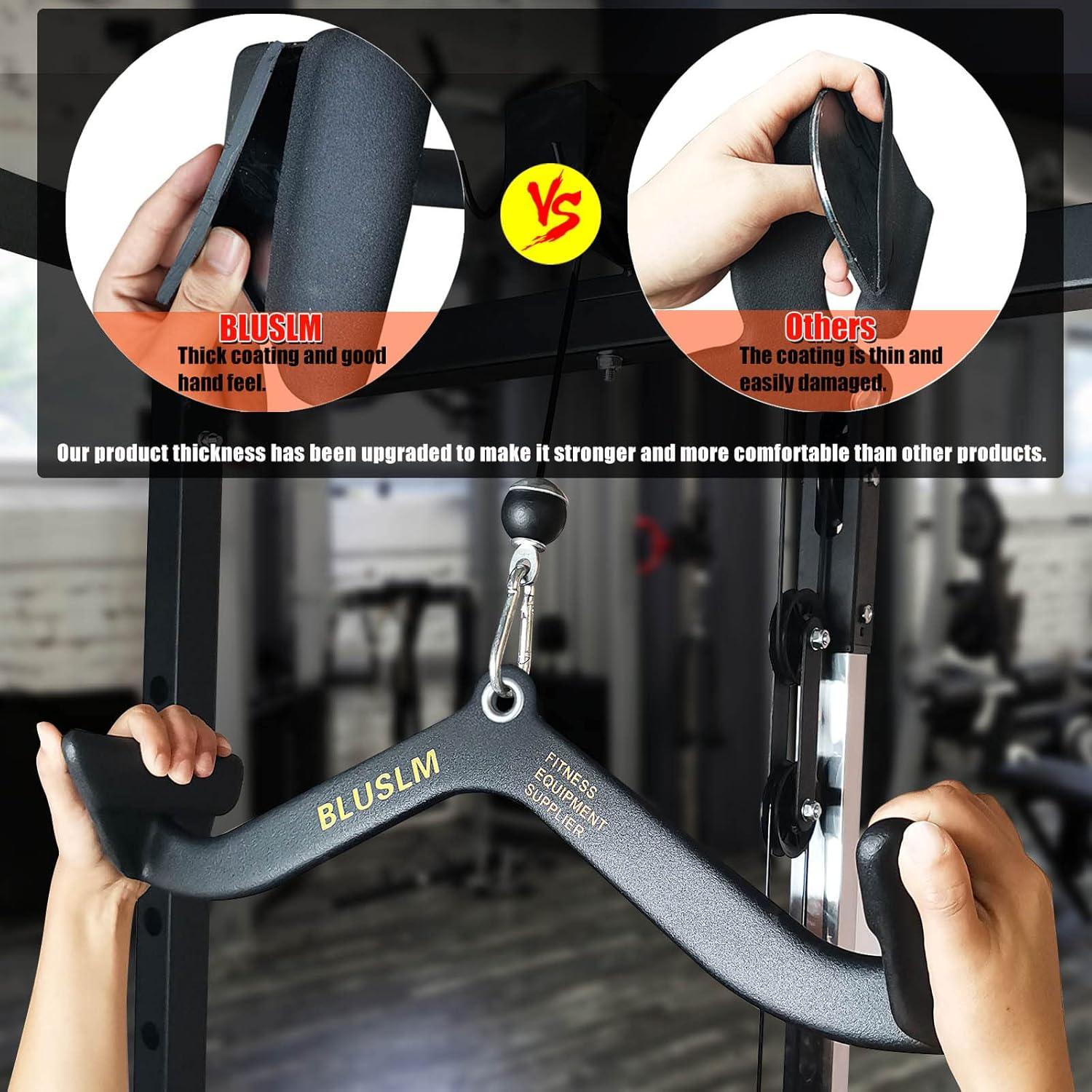 imageBLUSLM LAT Pull Down Bar for Cable Machine LAT Pulldown Attachments Tbar Vbar Cable Attachment for Gym Back Tricep Strength Training HandleBL4