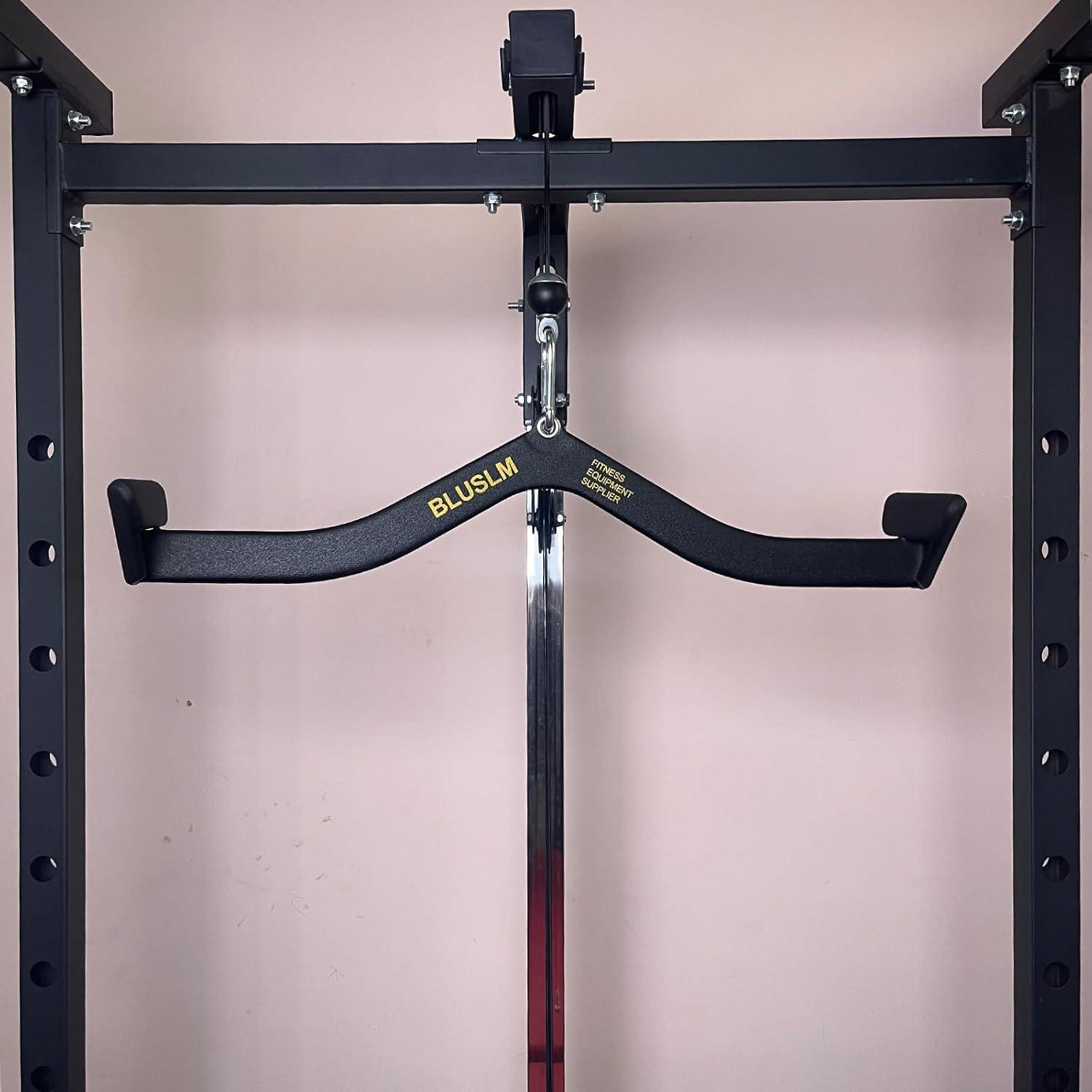 imageBLUSLM LAT Pull Down Bar for Cable Machine LAT Pulldown Attachments Tbar Vbar Cable Attachment for Gym Back Tricep Strength Training HandleBL4PLUS