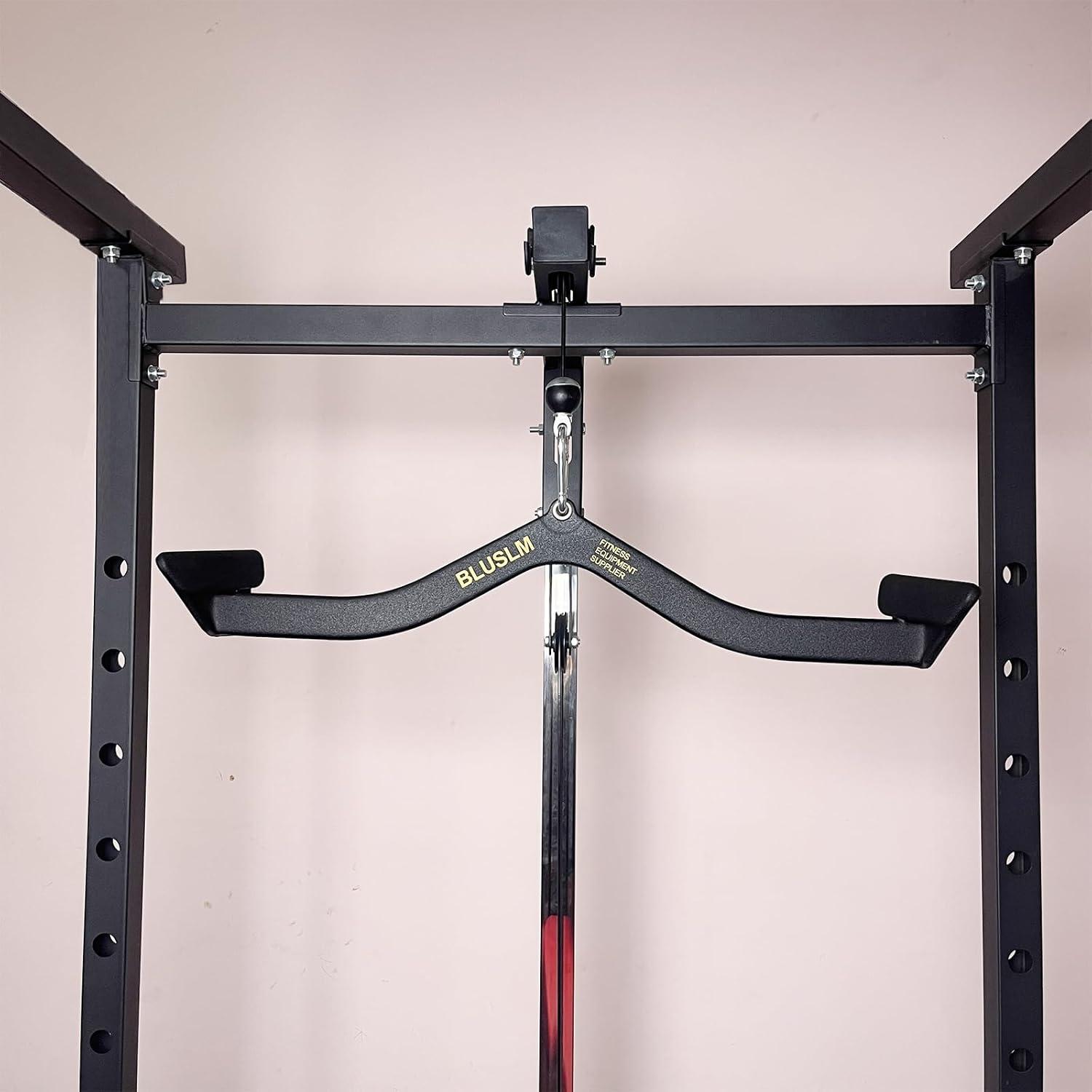 imageBLUSLM LAT Pull Down Bar for Cable Machine LAT Pulldown Attachments Tbar Vbar Cable Attachment for Gym Back Tricep Strength Training HandleBL6PLUS