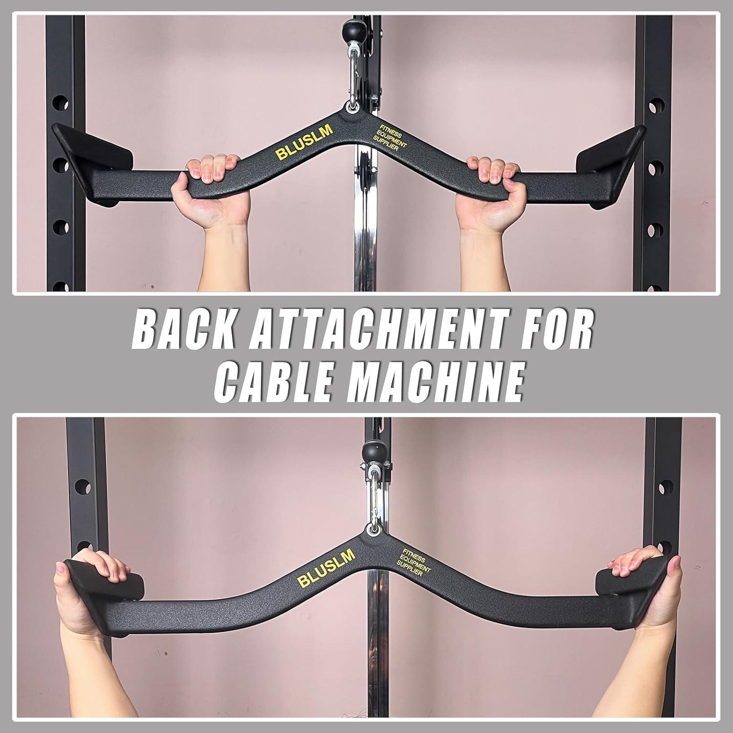 imageBLUSLM LAT Pull Down Bar for Cable Machine LAT Pulldown Attachments Tbar Vbar Cable Attachment for Gym Back Tricep Strength Training HandleBL6PLUS