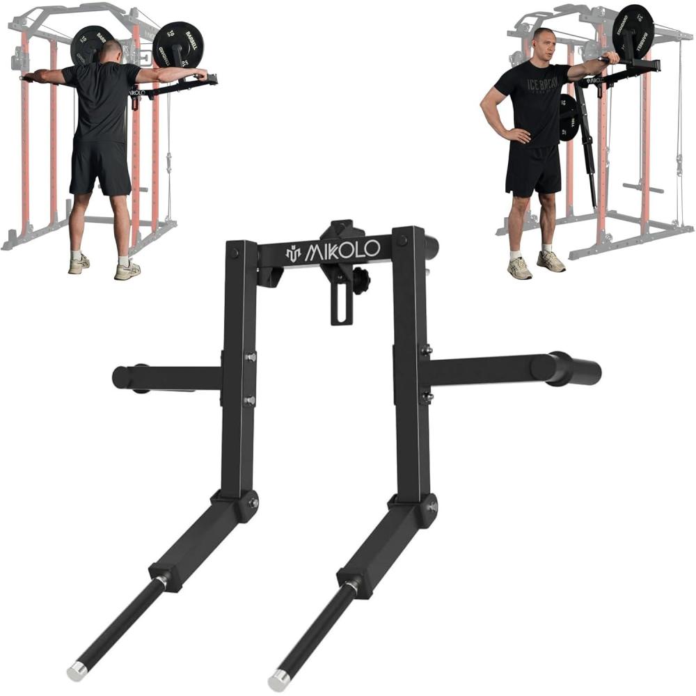 imageMikolo Lateral Raise Attachment for Squat Rack Standing Lateral Raise Machine with 1 Holes Power Rack Cage Attachment Upper Body Strength Training Machine for Home GymBlack