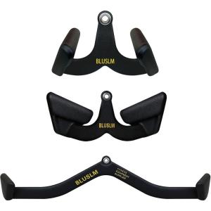 BLUSLM LAT Pull Down Bar for Cable Machine, LAT Pulldown Attachments T-bar V-bar Cable Attachment for Gym, Back Tricep Strength Training Handle(3 PIECES)