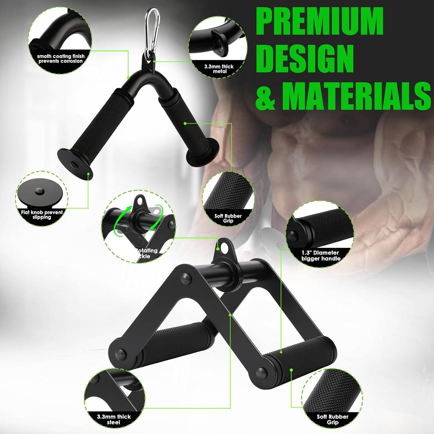 imageCable Machine Attachment Set LAT Pulldown Attachments Cable Machine Accessories for Home Gym Weight Workout Include LAT Pulldown BarDouble D Bar Tricep RopeV Bar
