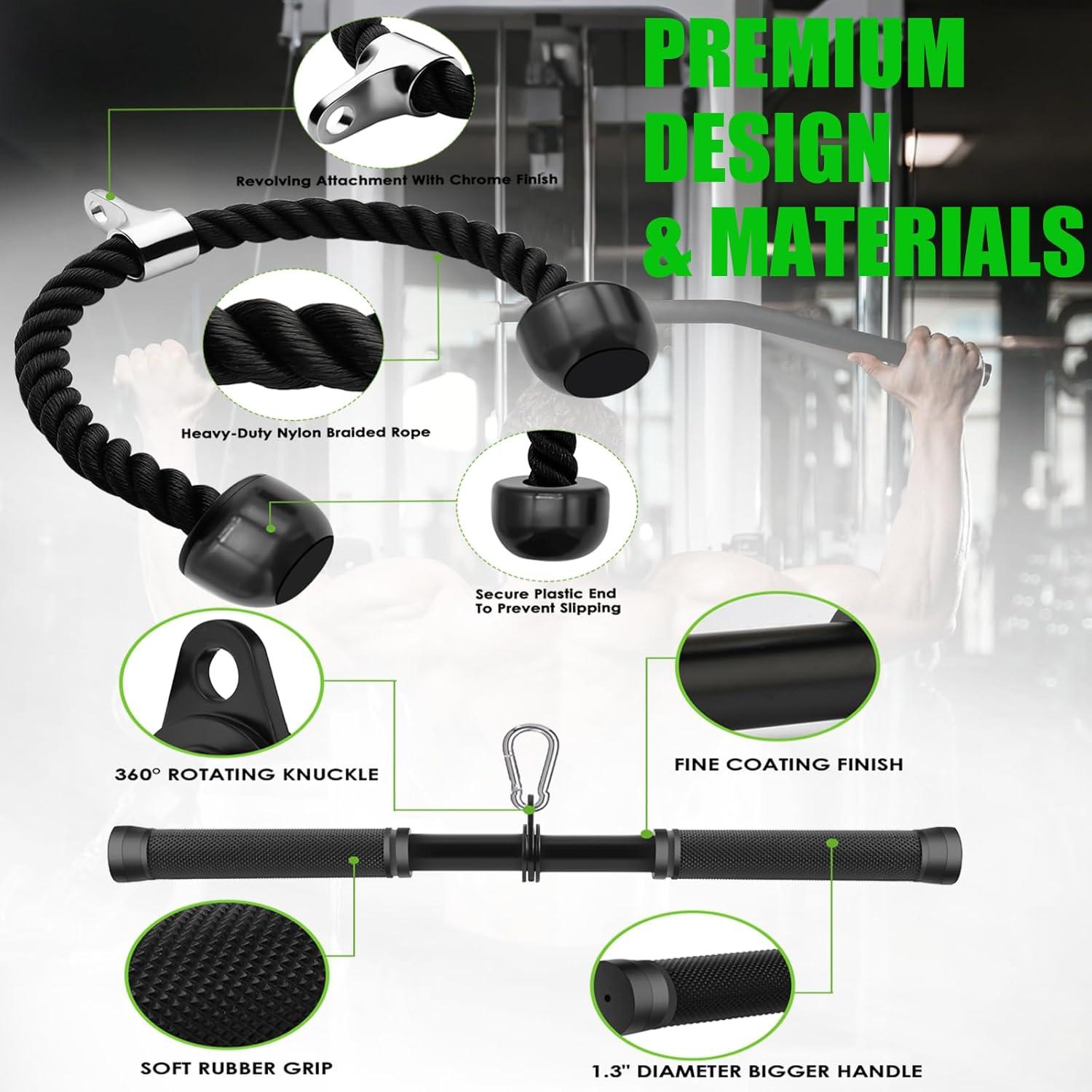 imageCable Machine Attachment Set LAT Pulldown Attachments Cable Machine Accessories for Home Gym Weight Workout Include LAT Pulldown BarDouble D Bar Tricep RopeV Bar