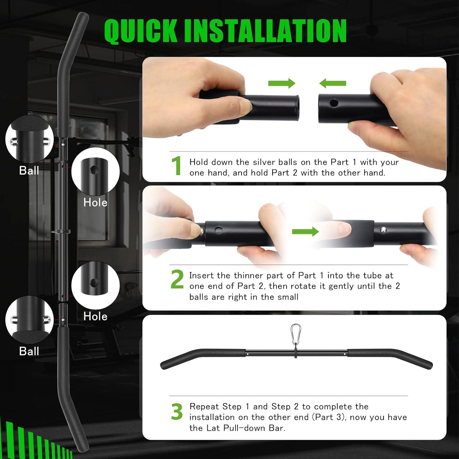imageCable Machine Attachment Set LAT Pulldown Attachments Cable Machine Accessories for Home Gym Weight Workout Include LAT Pulldown BarDouble D Bar Tricep RopeV Bar