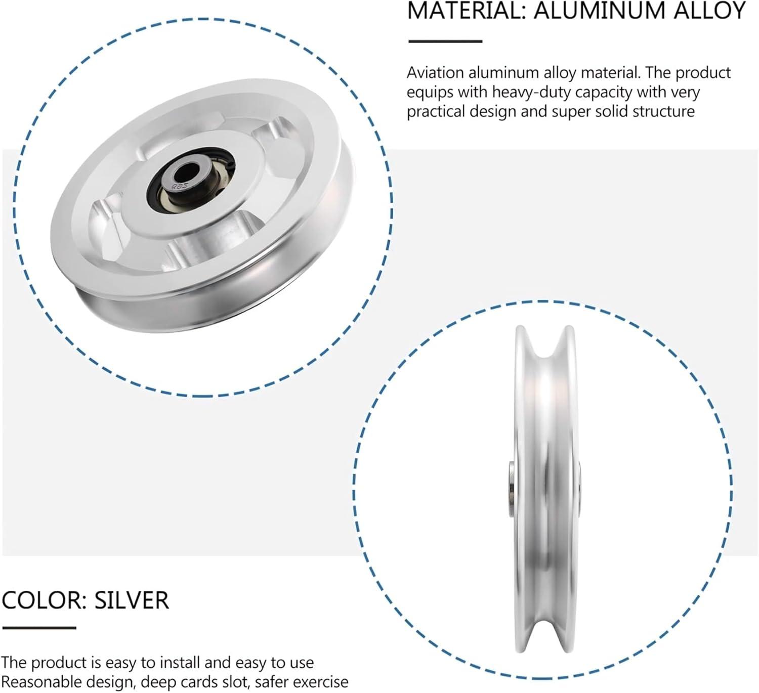imageGueiddi Pulley system for home gym Aluminum GYM Pulley Wheel Universal Aluminum Alloy Bearing Pulley Wheel for Cable Machine Gym Equipment Part Garage DoorSilver 114115mm