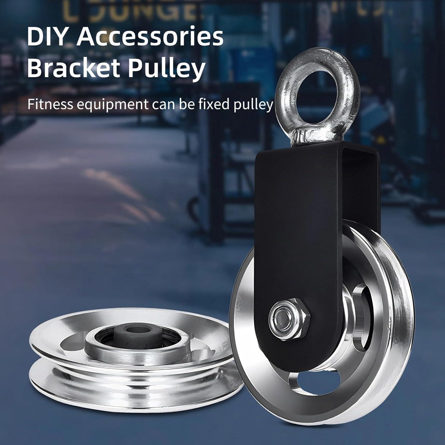 imageGueiddi Pulley system for home gym Aluminum GYM Pulley Wheel Universal Aluminum Alloy Bearing Pulley Wheel for Cable Machine Gym Equipment Part Garage DoorSilver 8890mm