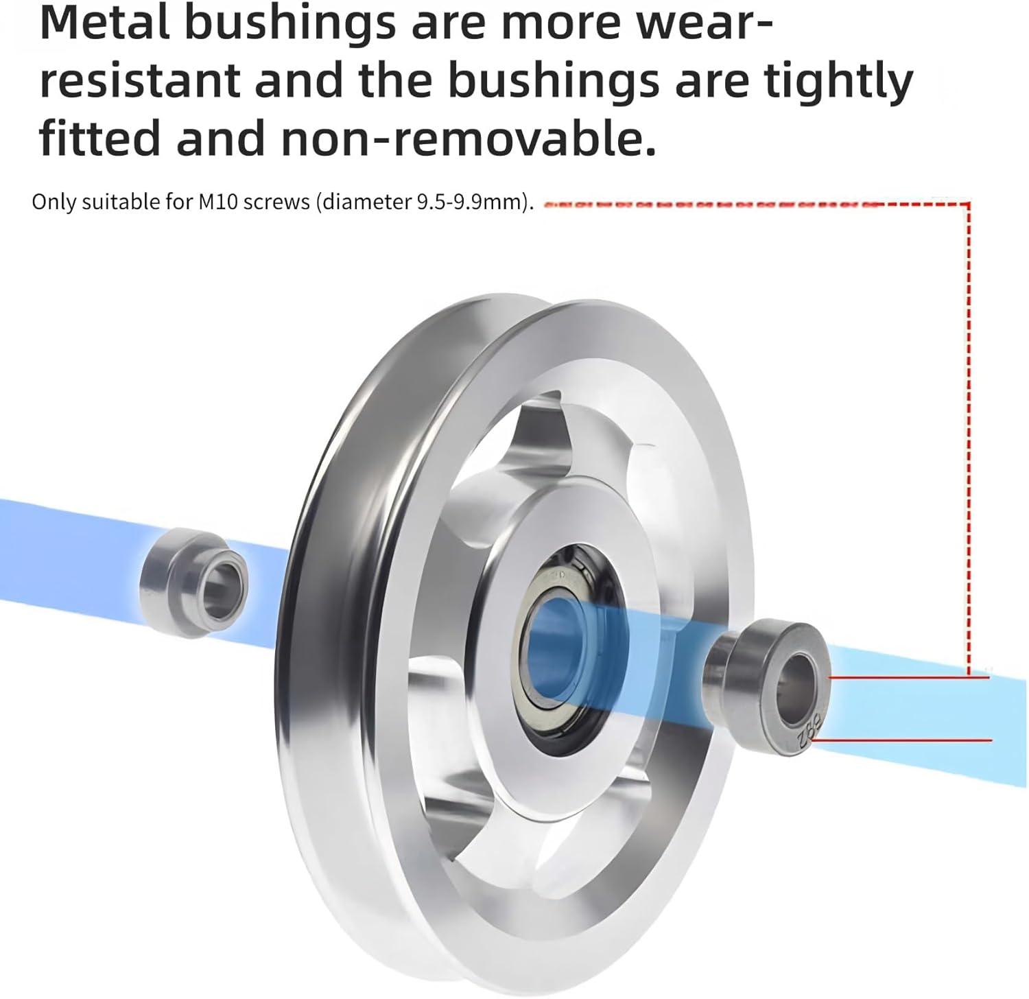 imageGueiddi Pulley system for home gym Aluminum GYM Pulley Wheel Universal Aluminum Alloy Bearing Pulley Wheel for Cable Machine Gym Equipment Part Garage DoorSilver 8890mm