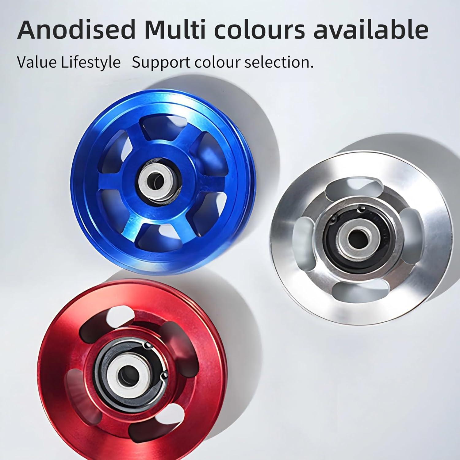 imageGueiddi Pulley system for home gym Aluminum GYM Pulley Wheel Universal Aluminum Alloy Bearing Pulley Wheel for Cable Machine Gym Equipment Part Garage DoorBlack 114115mm