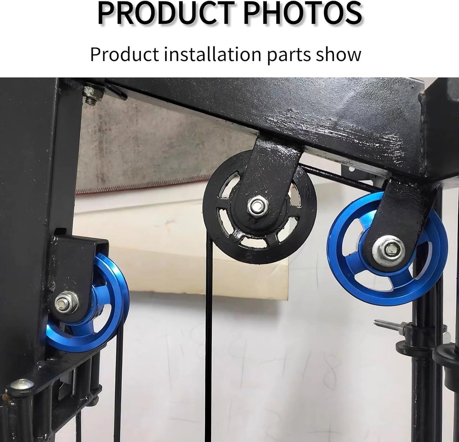 imageGueiddi Pulley system for home gym Aluminum GYM Pulley Wheel Universal Aluminum Alloy Bearing Pulley Wheel for Cable Machine Gym Equipment Part Garage DoorBlack 114115mm