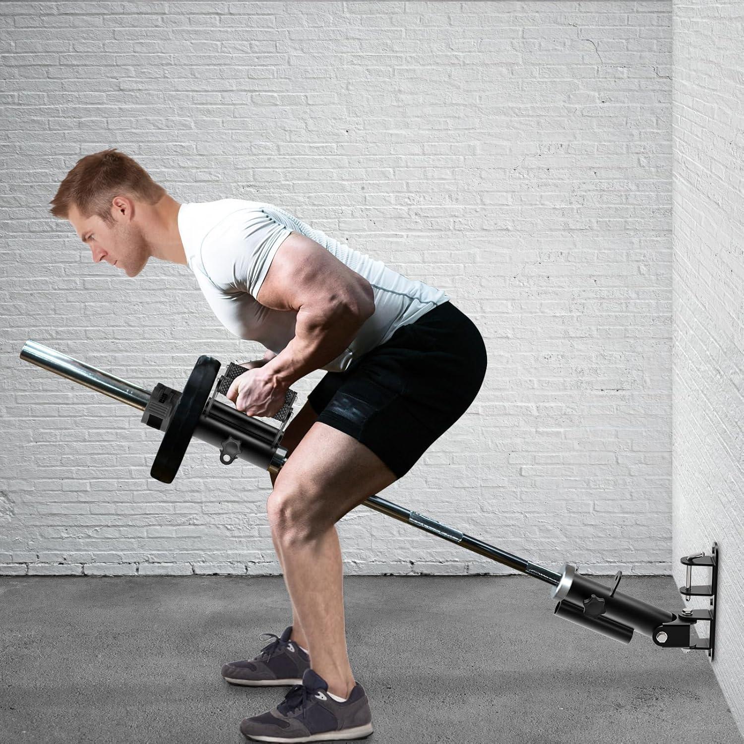 imageKipika Wall Mount Landmine Attachment for 1 Standard Bar and 2 Olympic Bars Heavy Duty TBar Row Platform with Swivel Ideal for Home Gym WorkoutsWall Mount Landmine Platform for 12 Bars