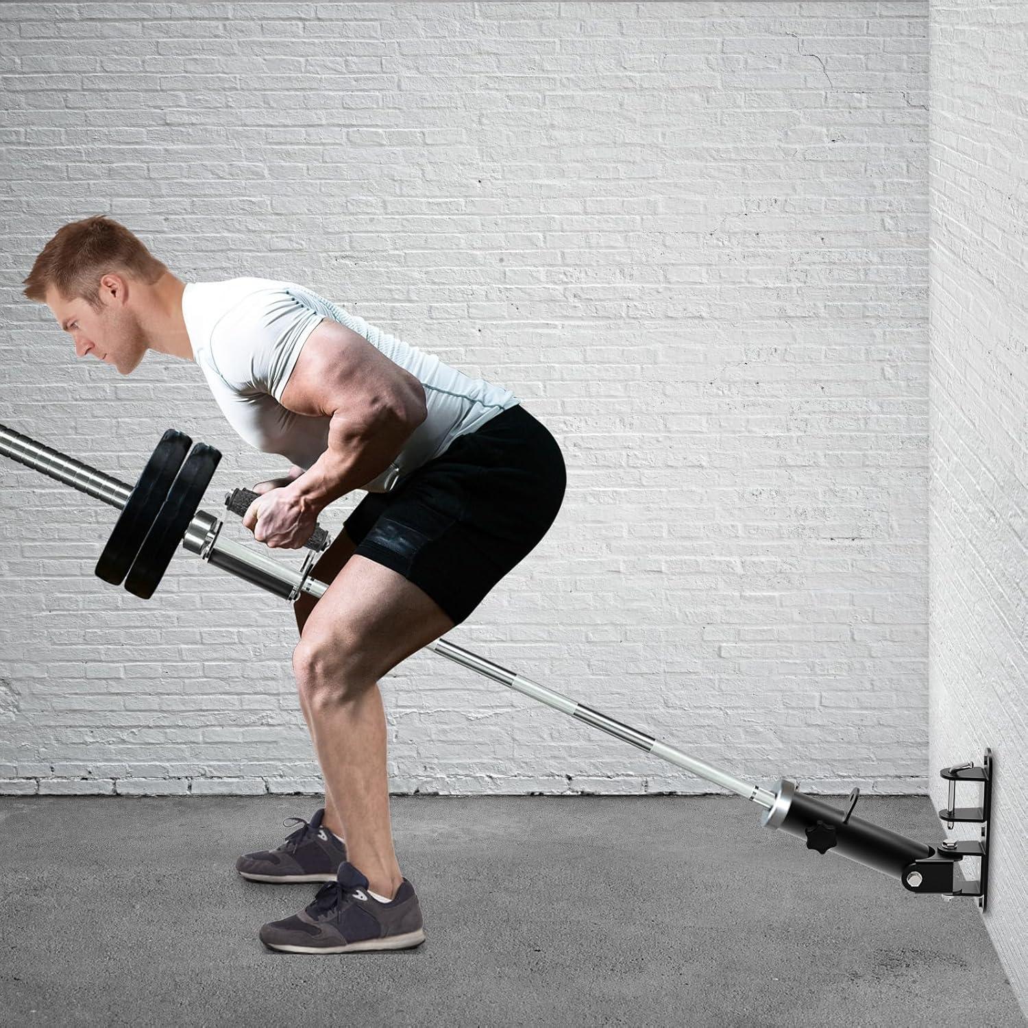 imageKipika Wall Mount Landmine Attachment for 1 Standard Bar and 2 Olympic Bars Heavy Duty TBar Row Platform with Swivel Ideal for Home Gym WorkoutsWall Mount Landmine Platform