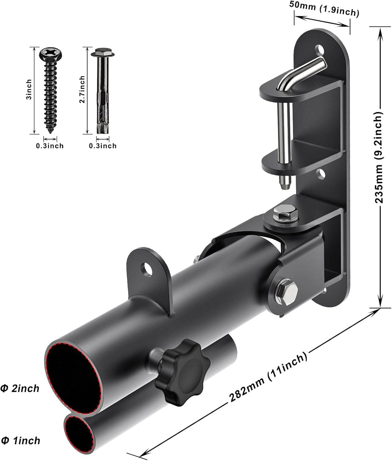 imageKipika Wall Mount Landmine Attachment for 1 Standard Bar and 2 Olympic Bars Heavy Duty TBar Row Platform with Swivel Ideal for Home Gym WorkoutsWall Mount Landmine Platform for 12 Bars