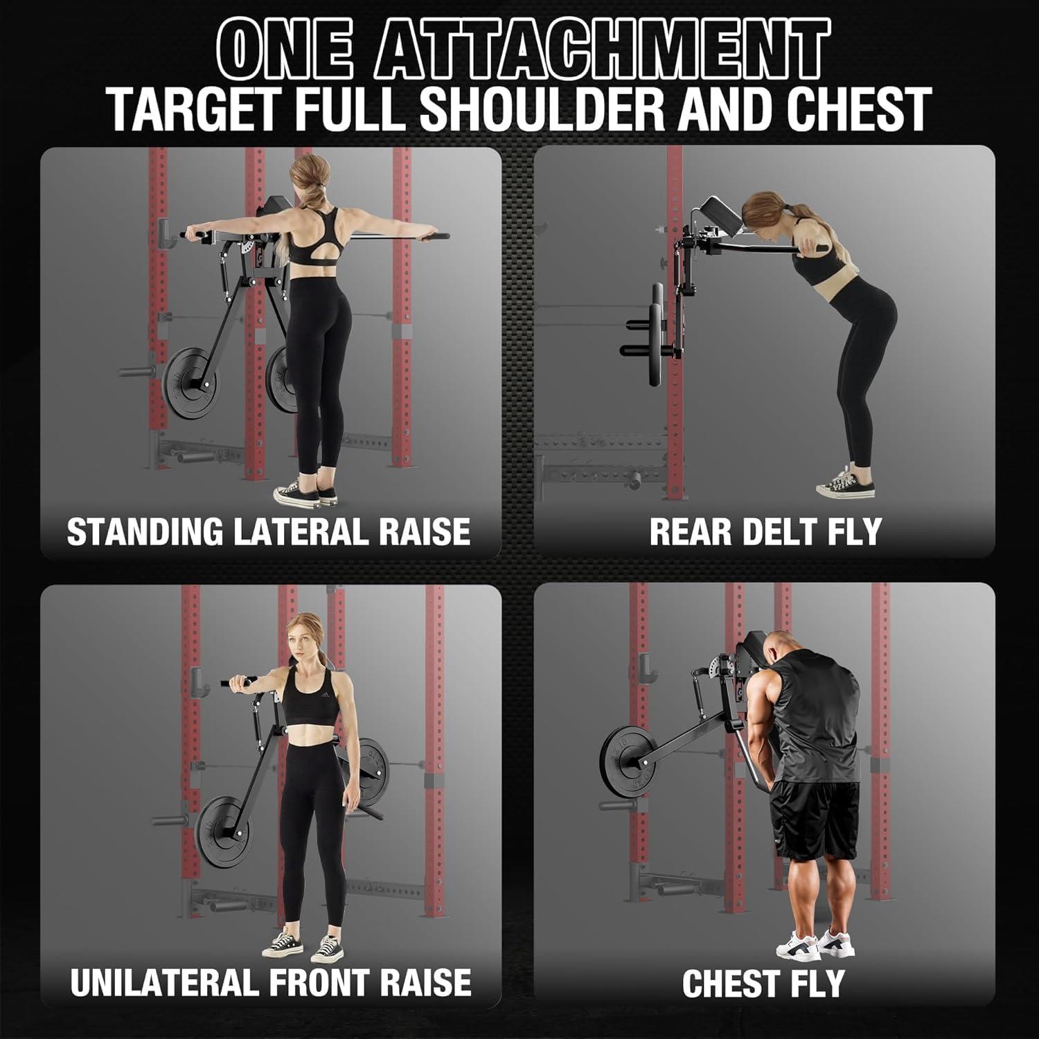 imageMikolo Lateral Raise Attachment Lateral Raise amp Chest Fly Machine Shoulder Press Machines for Chest amp Shoulders Power Rack Attachment with 1 Holes Upper Body Workout Equipment for Home Gym