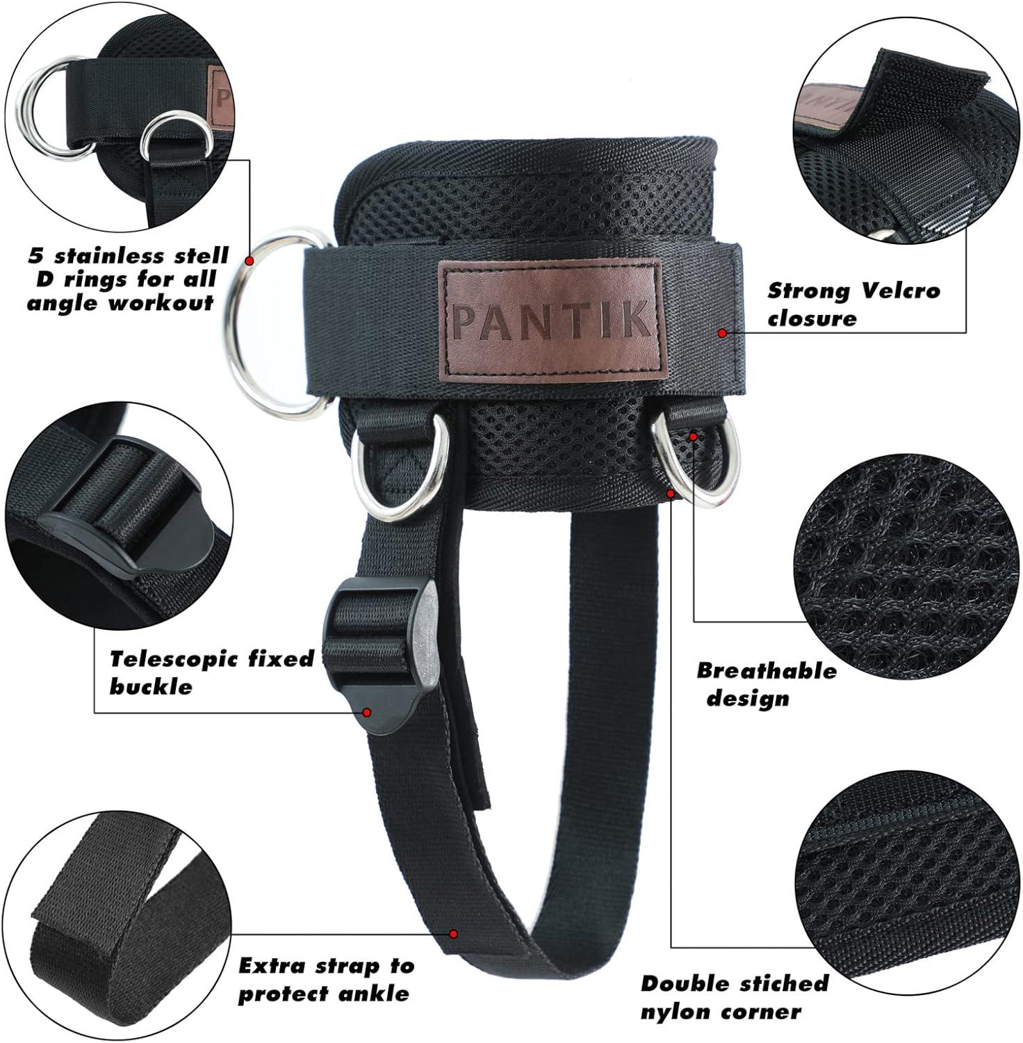 imagePANTIK Ankle Strap for Cable Machine Adjustable Cable Ankle Attachments for Gym Comfort fit Neoprene Padded Steel Double DRing Ankle Cuffs for Cable Kickbacks Lift The Butts Tone The Legs