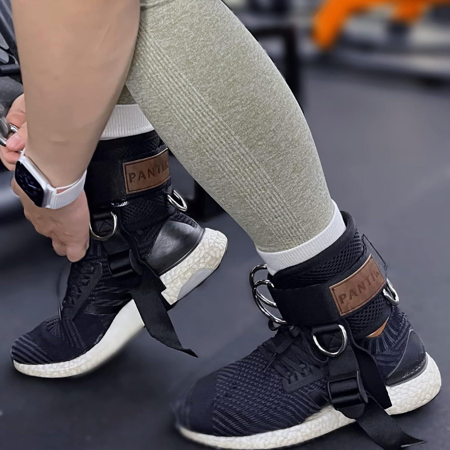imagePANTIK Ankle Strap for Cable Machine Adjustable Cable Ankle Attachments for Gym Comfort fit Neoprene Padded Steel Double DRing Ankle Cuffs for Cable Kickbacks Lift The Butts Tone The Legs