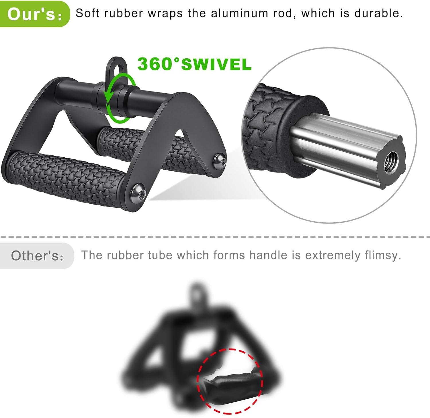 imageSELEWARE Tricep Rope Cable Machines Attachments for Gym Heavy Duty Universal Tricep Pull Down Rope with Soft Rubber Ends for Home Gym Workout Biceps Back ShouldersTricep Rope Double D Handle