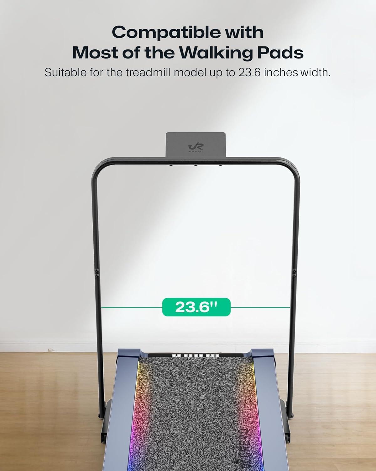 imageUREVO Walking Pad Handle Bar Only Universal Compatible for Walking Pads 236 Wide Transform WalkingPad Into a Treadmill in Seconds Easy Moving with Wheels Quick Assembly Sturdy Design BlackCarbon Black
