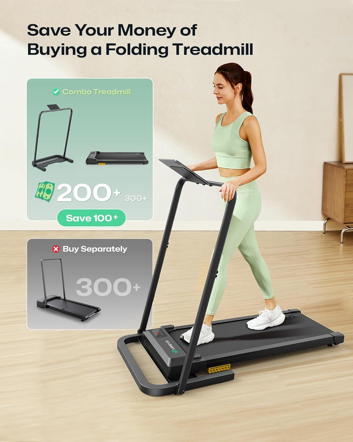 imageUREVO Walking Pad Handle Bar Only Universal Compatible for Walking Pads 236 Wide Transform WalkingPad Into a Treadmill in Seconds Easy Moving with Wheels Quick Assembly Sturdy Design BlackCarbon Black