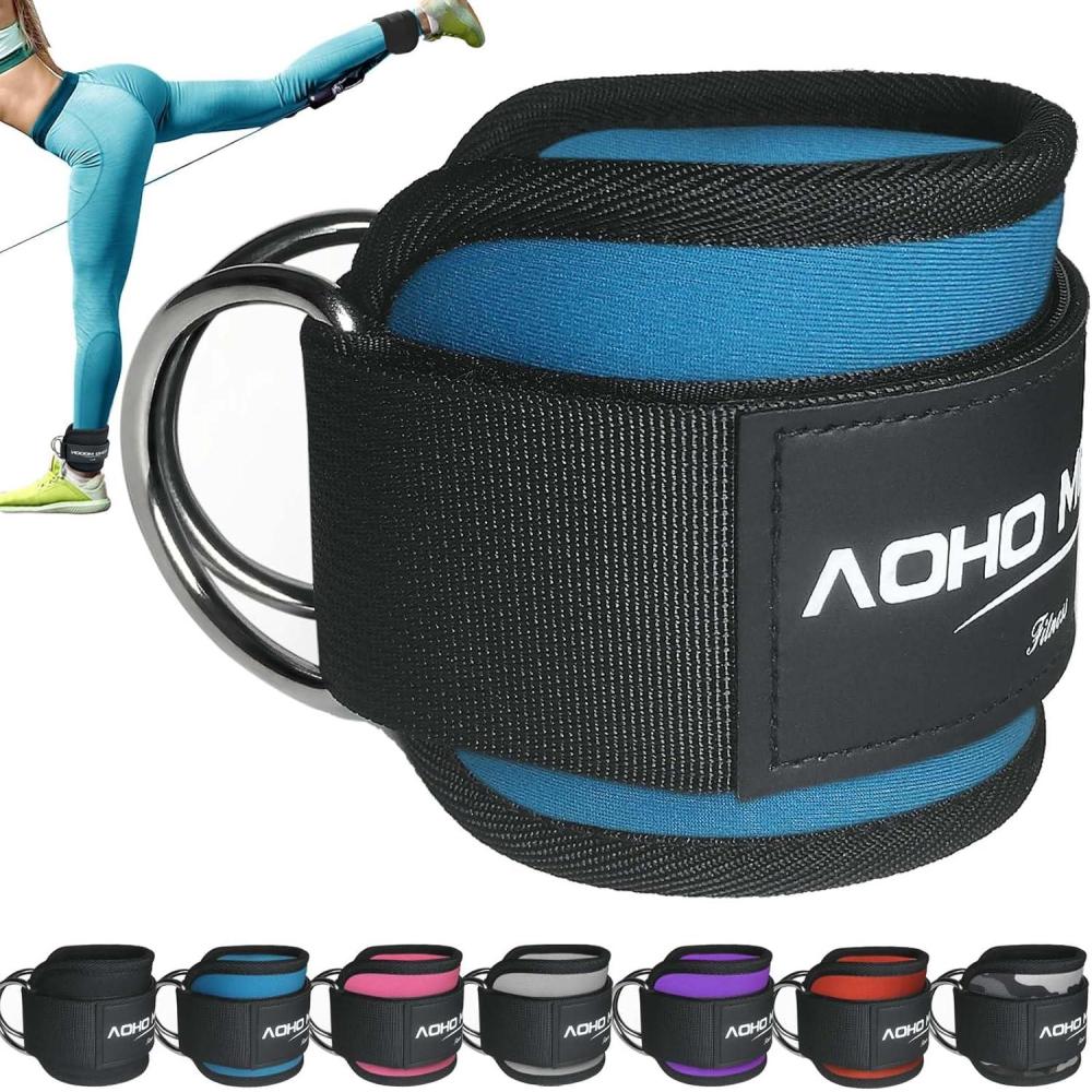 imageAOHO MOOON Ankle Strap for Cable Machine Attachments Gym Accessories for Women and Men Neoprene Ankle Cuffs for glute Kickback Leg Workouts ande Booty Hip Abductors ExerciseBlue  Single