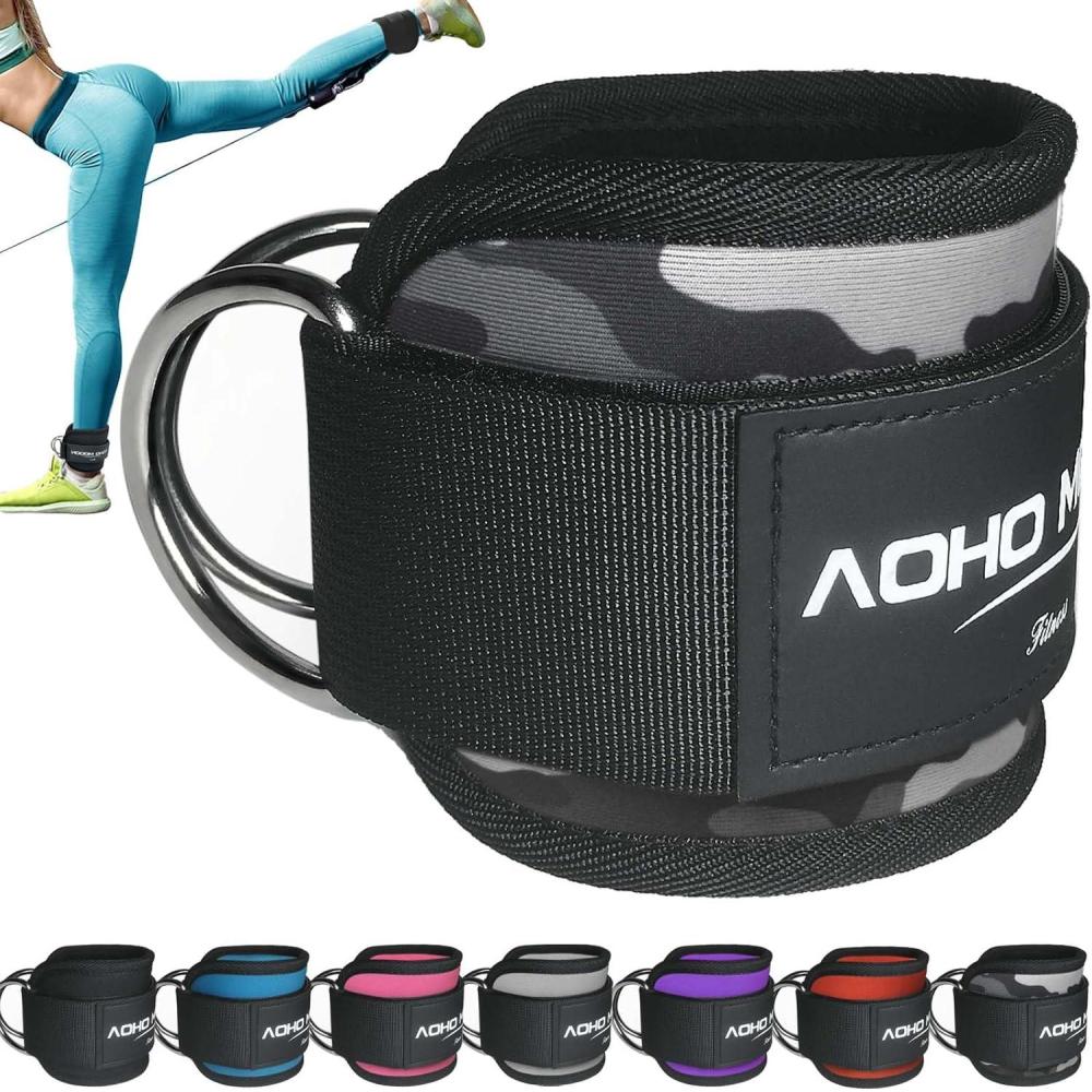 imageAOHO MOOON Ankle Strap for Cable Machine Attachments Gym Accessories for Women and Men Neoprene Ankle Cuffs for glute Kickback Leg Workouts ande Booty Hip Abductors ExerciseCamo  Single
