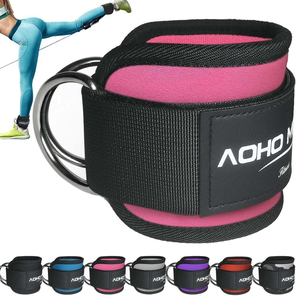 imageAOHO MOOON Ankle Strap for Cable Machine Attachments Gym Accessories for Women and Men Neoprene Ankle Cuffs for glute Kickback Leg Workouts ande Booty Hip Abductors ExercisePink  Single