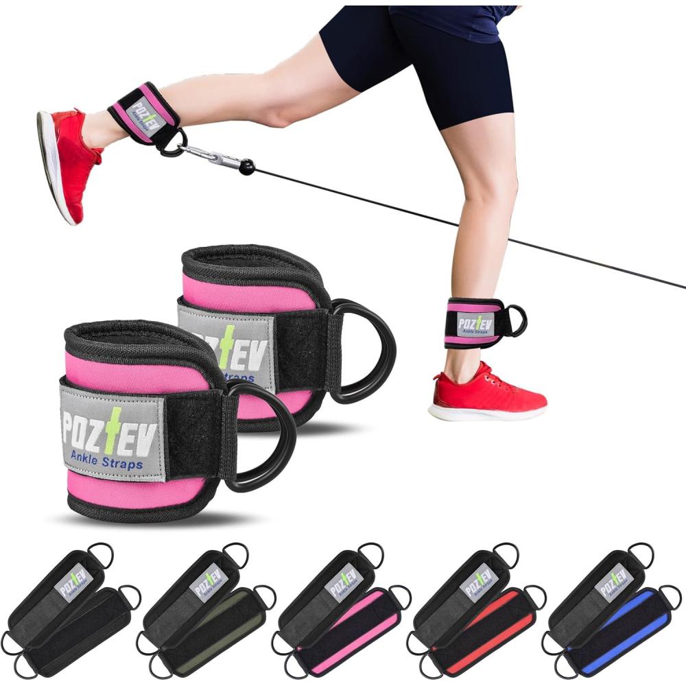 imageAnkle Straps for Cable Machine PAIR  Adjustable Padded Cuff Leg Straps Attachment Ideal for Glute Workouts Leg Training Kickbacks Hip Abductors Booty Building amp Lower Body FitnessPink