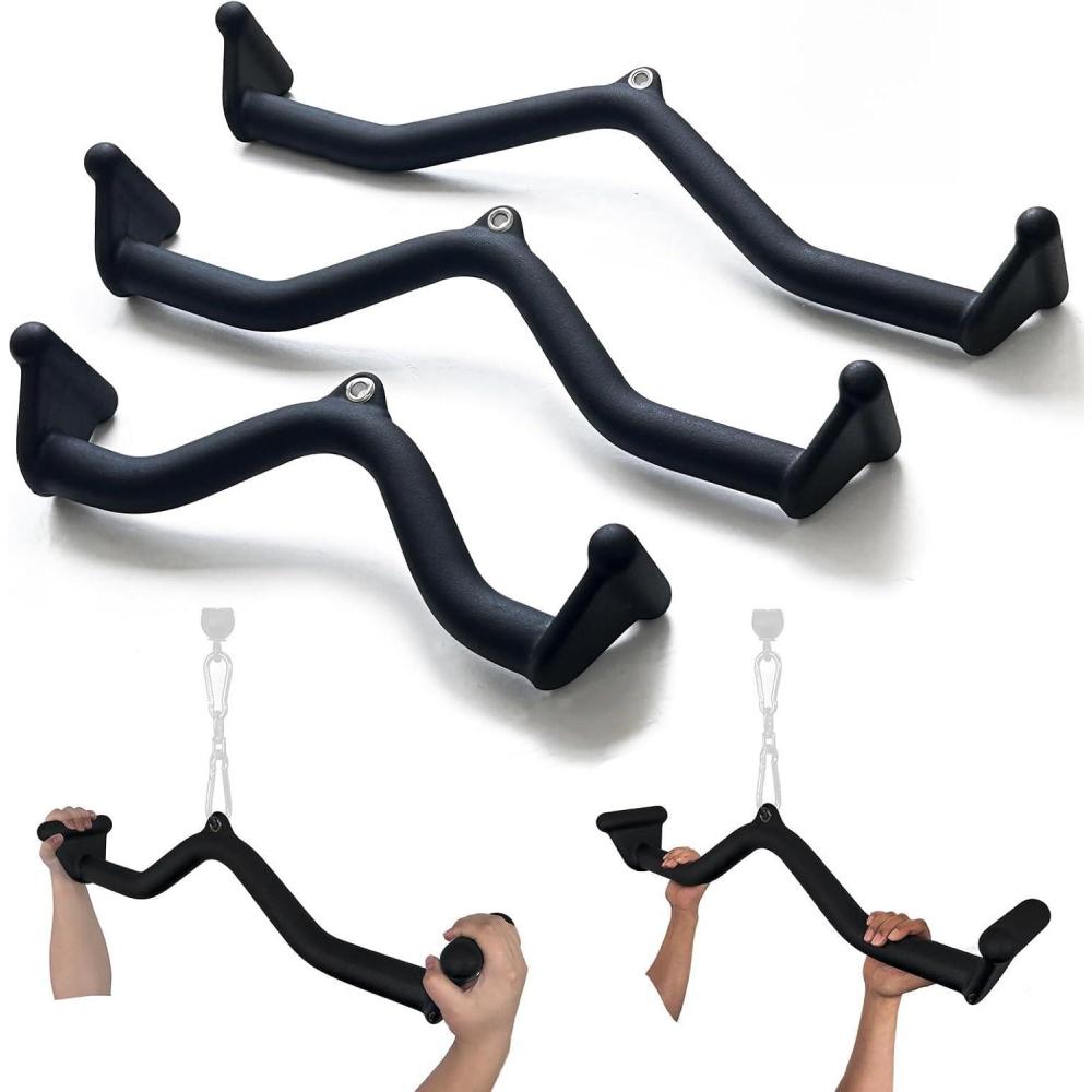 imageBLUSLM Lat Pull Down Bar T bar Row Attachment V Bar Tricep Lat Pulldown Attachments Back Strength Training Bar for Home Gym Exercise Cable Machine AttachmentsBlack 08