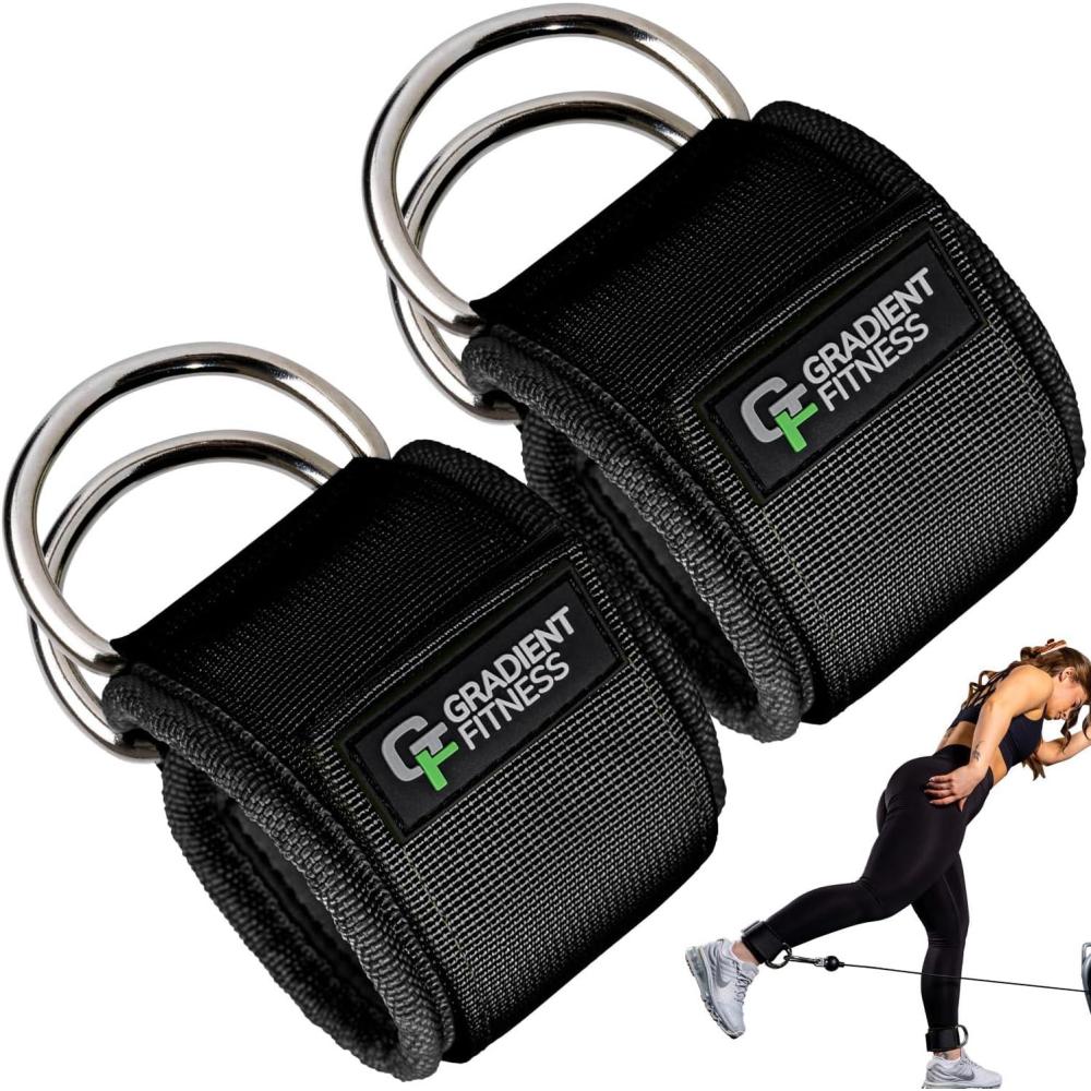 imageGradient Fitness Ankle Straps 2 Pack  Ankle Strap for Cable Machine Ankle Bands for Working Out Cable Ankle StrapBlack 2 DRings Most Popular