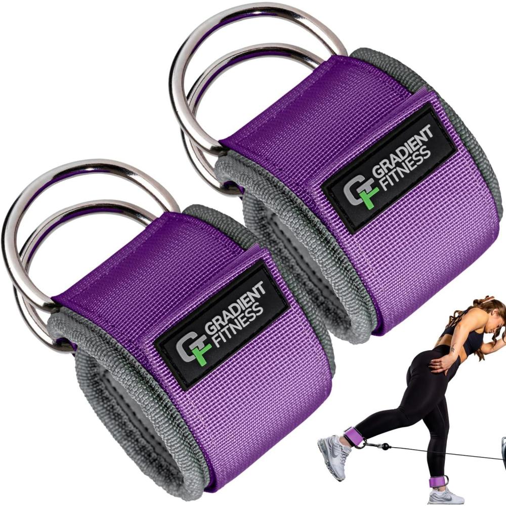 imageGradient Fitness Ankle Straps 2 Pack  Ankle Strap for Cable Machine Ankle Bands for Working Out Cable Ankle StrapPurple 2 DRings Most Popular
