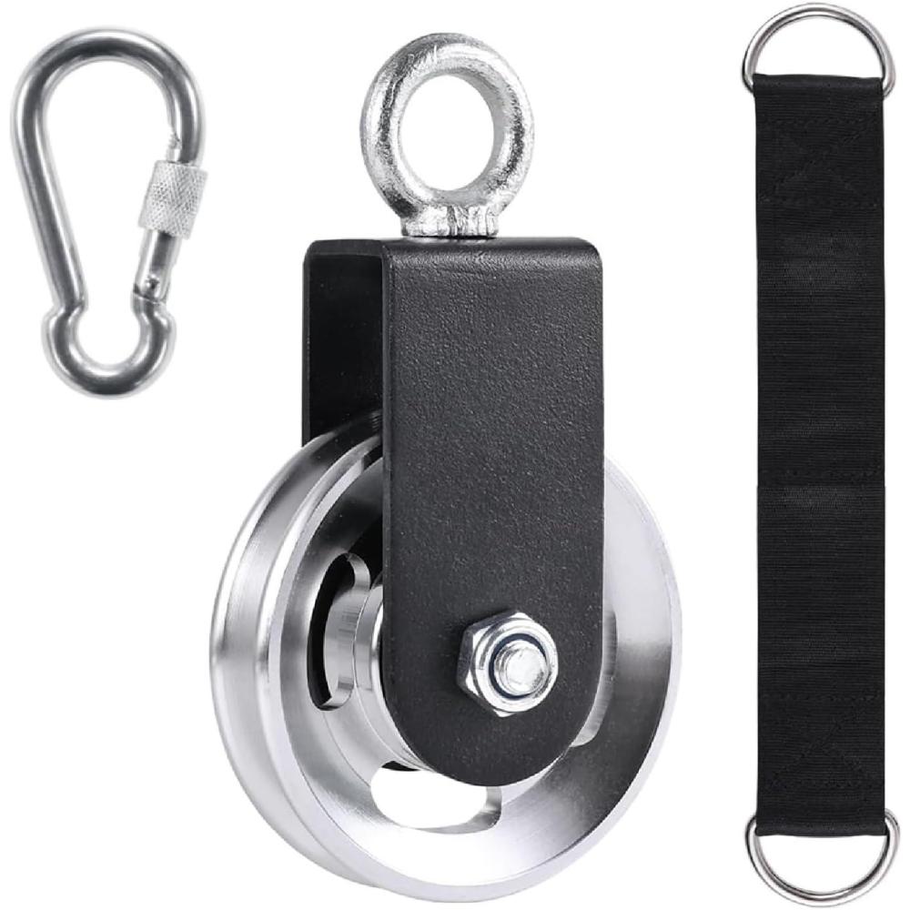 imageGueiddi Pulley system for home gym Aluminum GYM Pulley Wheel Universal Aluminum Alloy Bearing Pulley Wheel for Cable Machine Gym Equipment Part Garage DoorSilver 8890mmAccessory