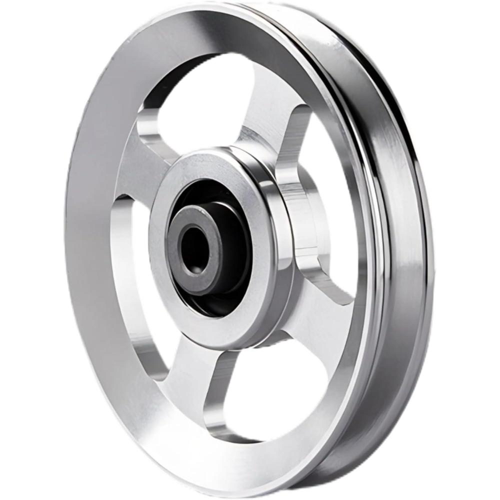imageGueiddi Pulley system for home gym Aluminum GYM Pulley Wheel Universal Aluminum Alloy Bearing Pulley Wheel for Cable Machine Gym Equipment Part Garage DoorSilver 114115mm