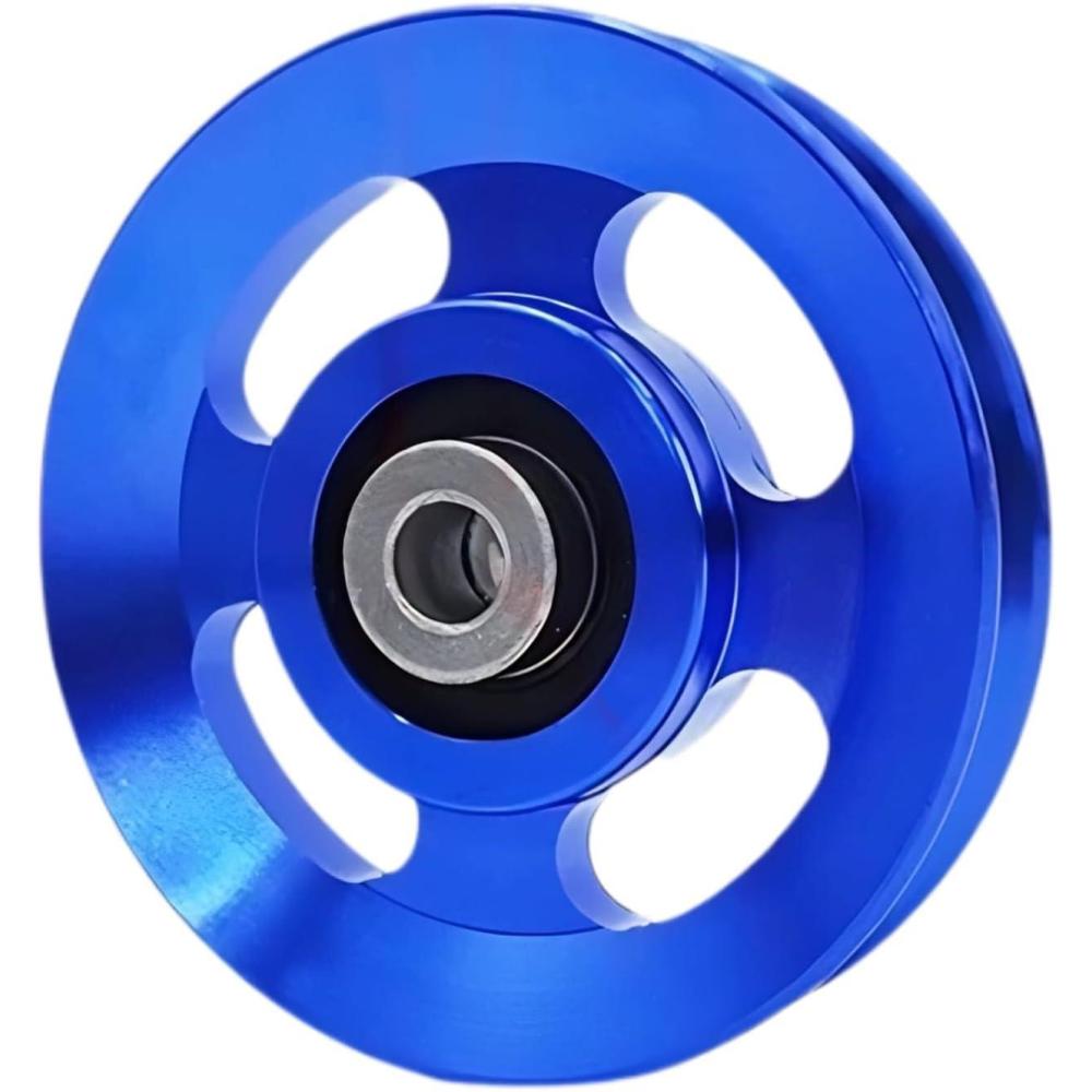 imageGueiddi Pulley system for home gym Aluminum GYM Pulley Wheel Universal Aluminum Alloy Bearing Pulley Wheel for Cable Machine Gym Equipment Part Garage DoorBlue 114115mm