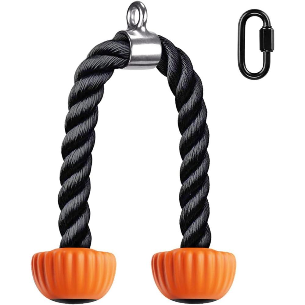 imageSELEWARE Tricep Rope Cable Machines Attachments for Gym Heavy Duty Universal Tricep Pull Down Rope with Soft Rubber Ends for Home Gym Workout Biceps Back ShouldersOrange Rubber  28inch