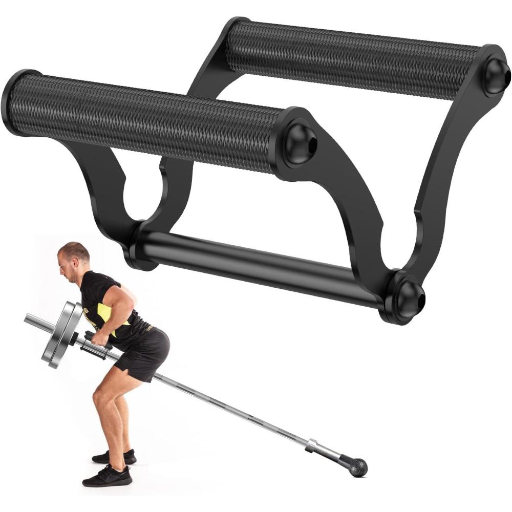 imageV Bar Landmine Handle Attachment for Barbell Bars Solid Double D Row Landmine Handle Attachment T Bar Row Handle with NonSlip knurling Grips for Olympic Strength Training Bars