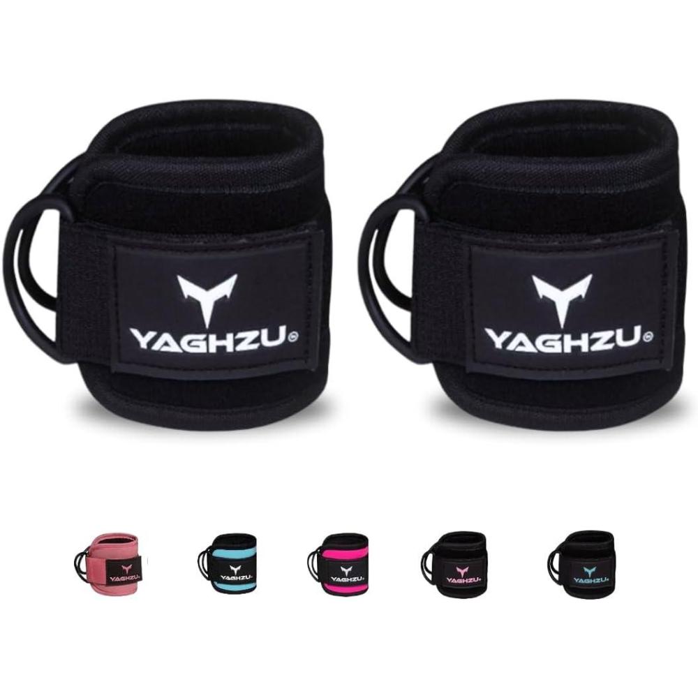 imageYAGHZU Ankle Straps for Cable Machines Women Glute Kickback Cable Machine Attachments Gym Ankle Cuffs Wrist Cuffs for Workout Leg Training Accessory Fitness Gear for Home or GymBlack