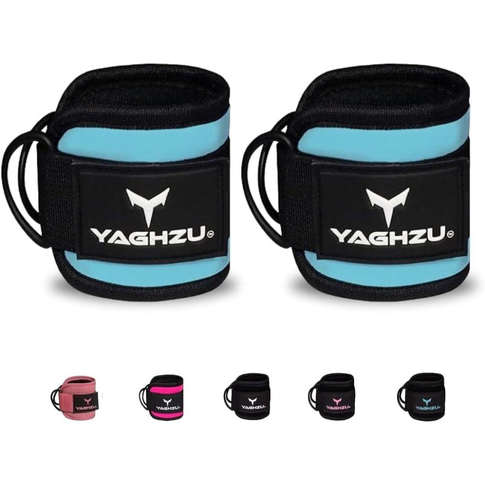imageYAGHZU Ankle Straps for Cable Machines Women Glute Kickback Cable Machine Attachments Gym Ankle Cuffs Wrist Cuffs for Workout Leg Training Accessory Fitness Gear for Home or GymCyan