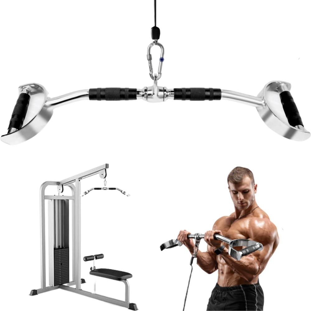 imageYes4All Neutral Paddle Grip LAT Pull Down Bar Range of Motion Spreader Handle Cable AttachmentsPress Down Bar 27 Inches