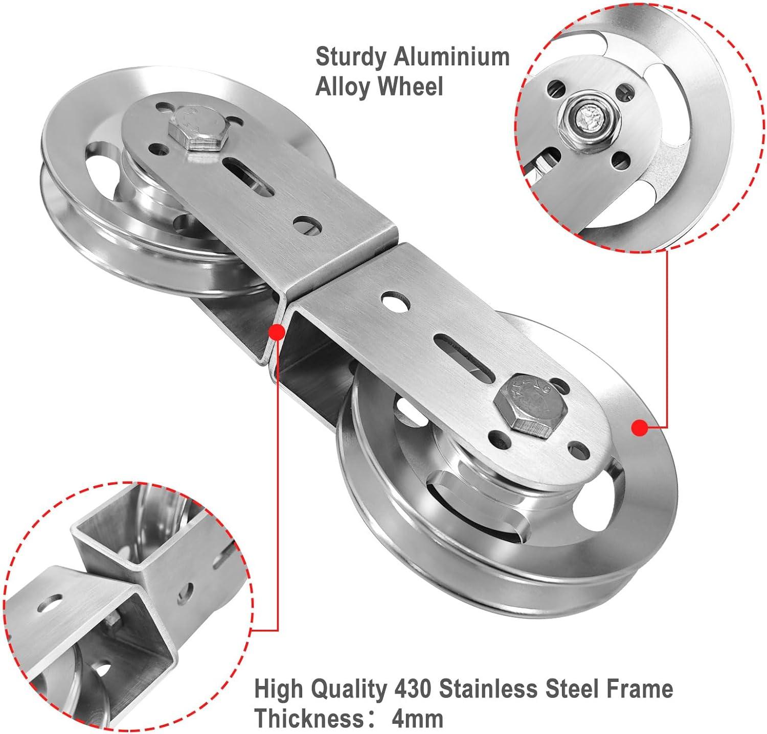 imageplzzree Swivel Dual Pulleys 360 Rotation Roller Double Pulley Wheel for DIY Home Gym Cable Machines Silent Bearing Swivel Groove Wheel Pull Down Attachment Weight Lifting