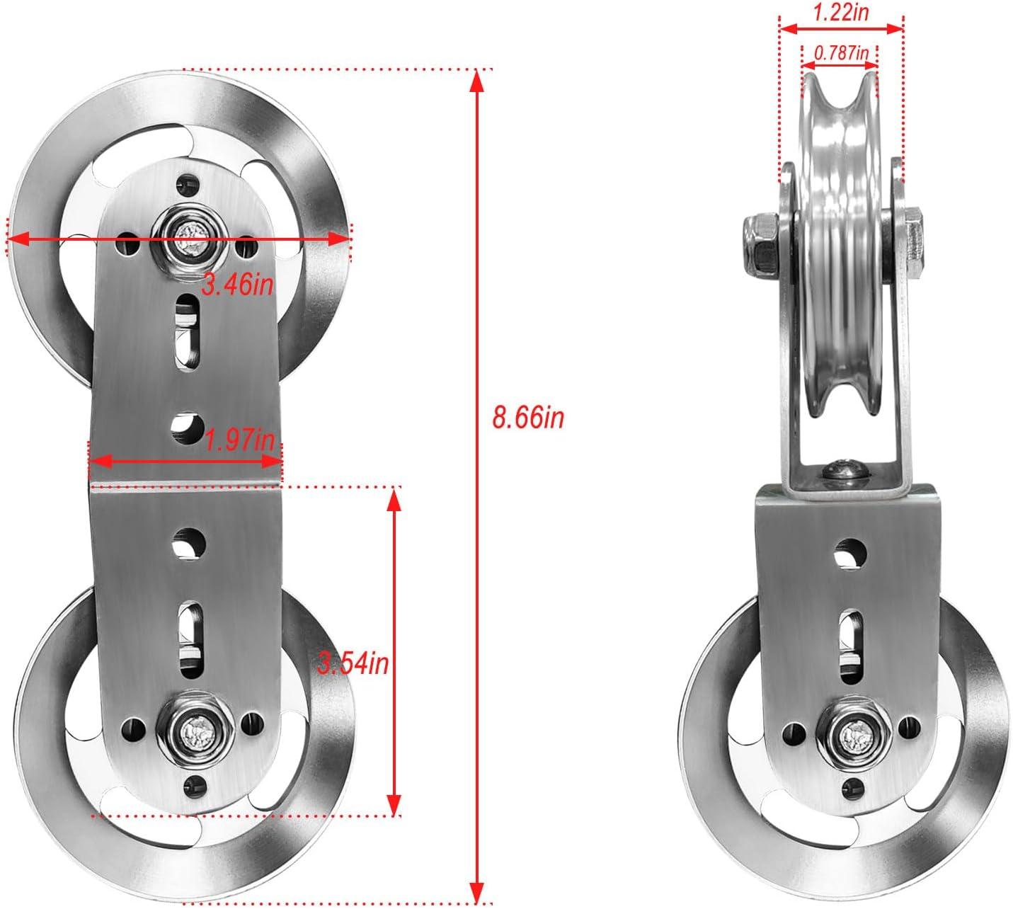 imageplzzree Swivel Dual Pulleys 360 Rotation Roller Double Pulley Wheel for DIY Home Gym Cable Machines Silent Bearing Swivel Groove Wheel Pull Down Attachment Weight Lifting