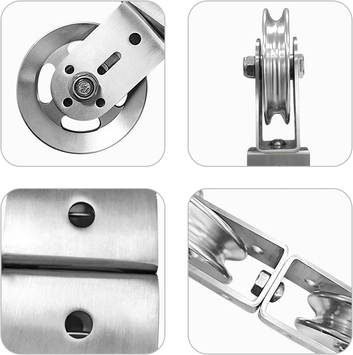 imageplzzree Swivel Dual Pulleys 360 Rotation Roller Double Pulley Wheel for DIY Home Gym Cable Machines Silent Bearing Swivel Groove Wheel Pull Down Attachment Weight Lifting