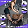 Turakun Cable Machine Attachments Set: LAT Pulldown Attachments Bar for Home Gym Accessories Tricep Rope Double D Handles(Black 6 Pack)