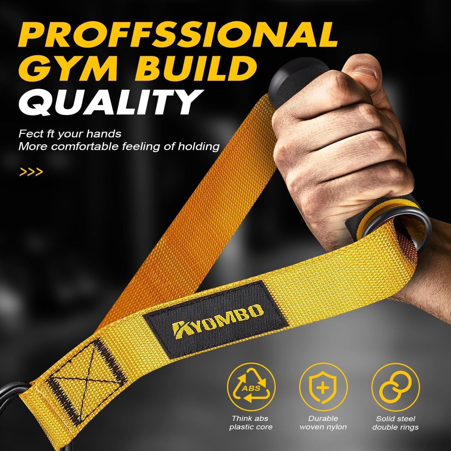 imageAyombo Gym Equipment Cable Attachments for Gym Home Workout Equipment Machine Grip Attachments Resistance Bands Handles for Weight Strength Trainer Gym Heavy Duty Exercise Handle for Men1Yellow