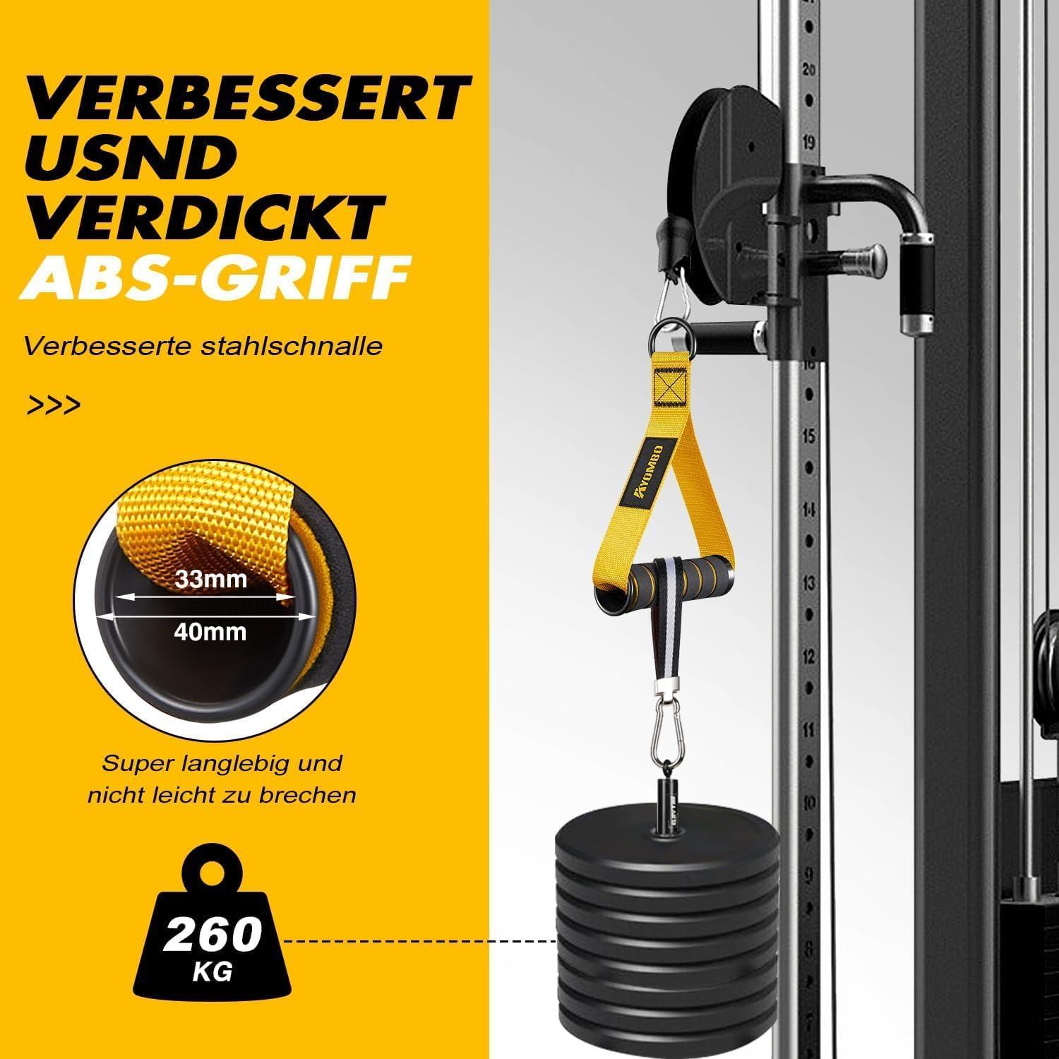 imageAyombo Gym Equipment Cable Attachments for Gym Home Workout Equipment Machine Grip Attachments Resistance Bands Handles for Weight Strength Trainer Gym Heavy Duty Exercise Handle for Men1Yellow
