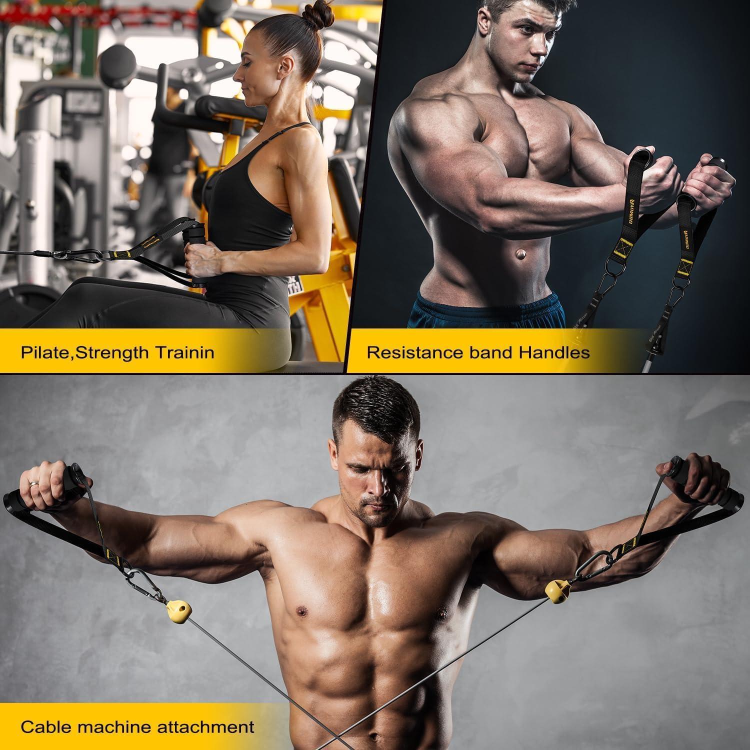 imageAyombo Gym Equipment Cable Attachments for Gym Home Workout Equipment Machine Grip Attachments Resistance Bands Handles for Weight Strength Trainer Gym Heavy Duty Exercise Handle for MenBlack
