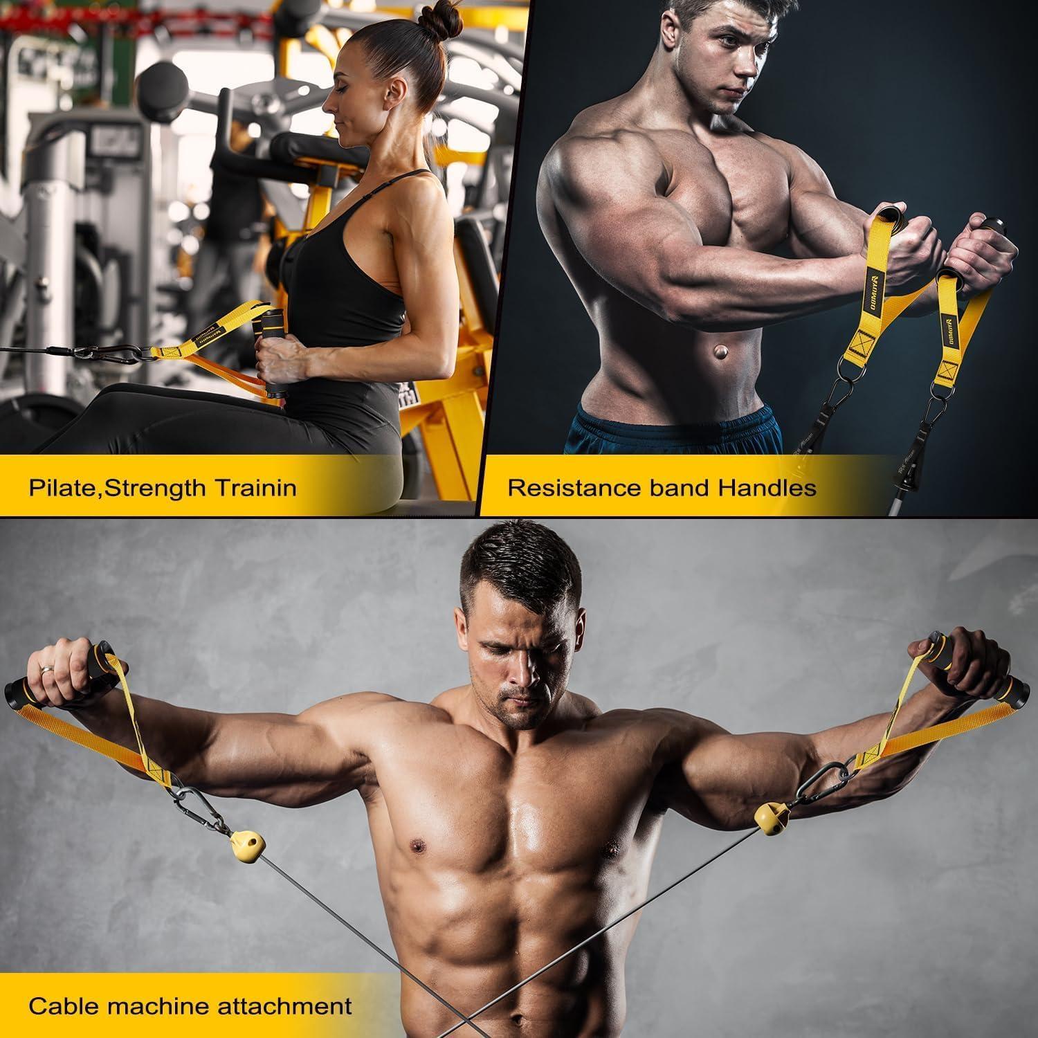 imageAyombo Gym Equipment Cable Attachments for Gym Home Workout Equipment Machine Grip Attachments Resistance Bands Handles for Weight Strength Trainer Gym Heavy Duty Exercise Handle for Men1Yellow
