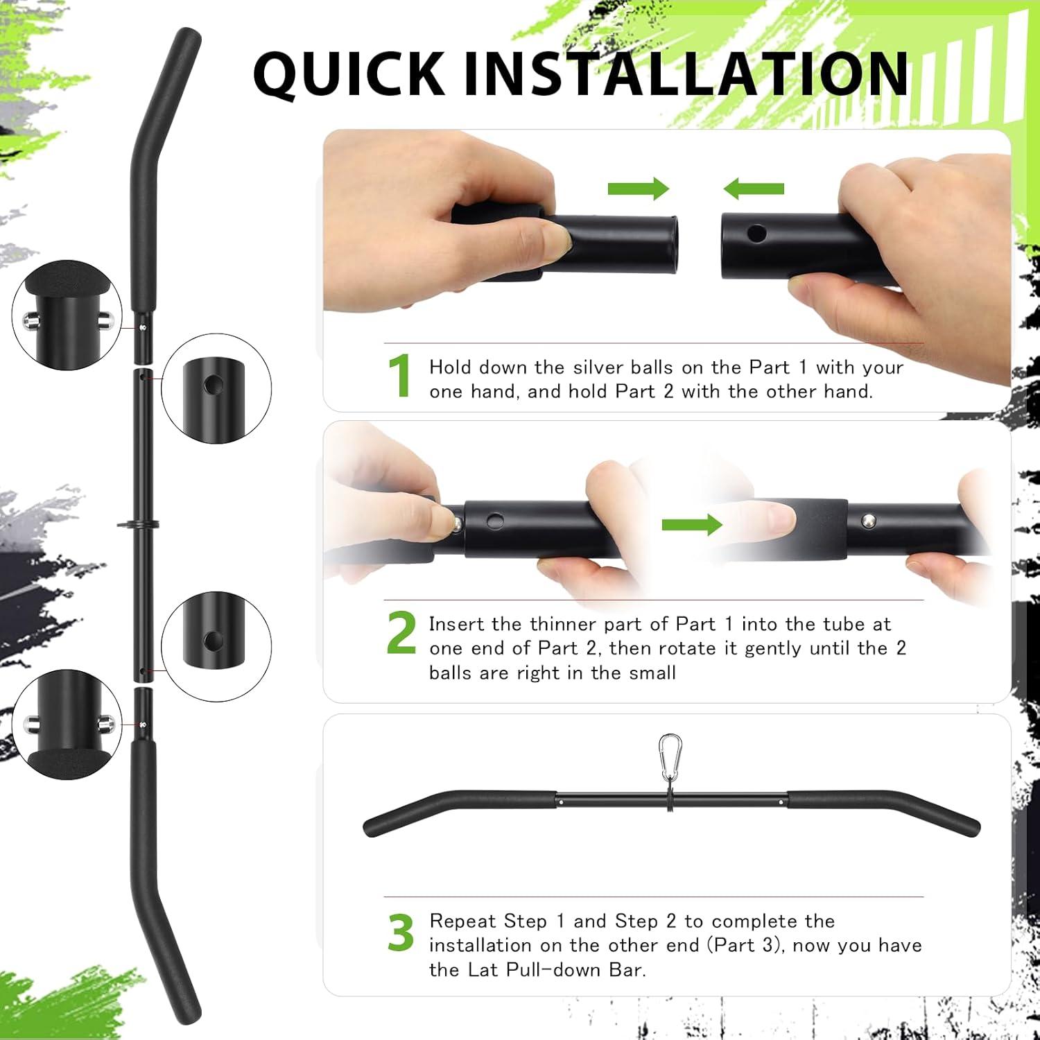imageCable Machine Attachment Set LAT Pulldown Attachments Cable Machine Accessories for Home Gym Weight Workout 5 Pcs
