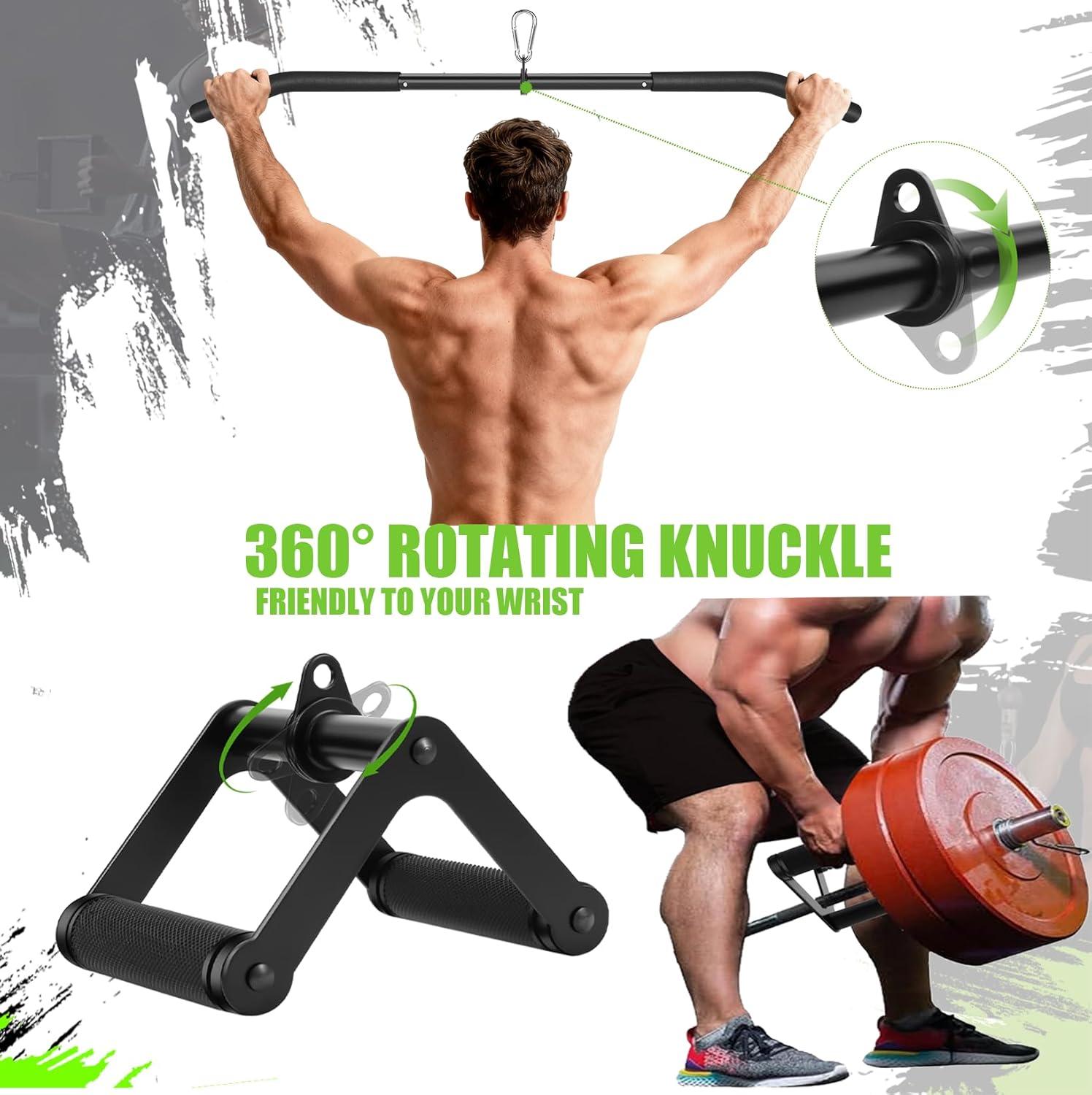 imageCable Machine Attachment Set LAT Pulldown Attachments Cable Machine Accessories for Home Gym Weight Workout 5 Pcs